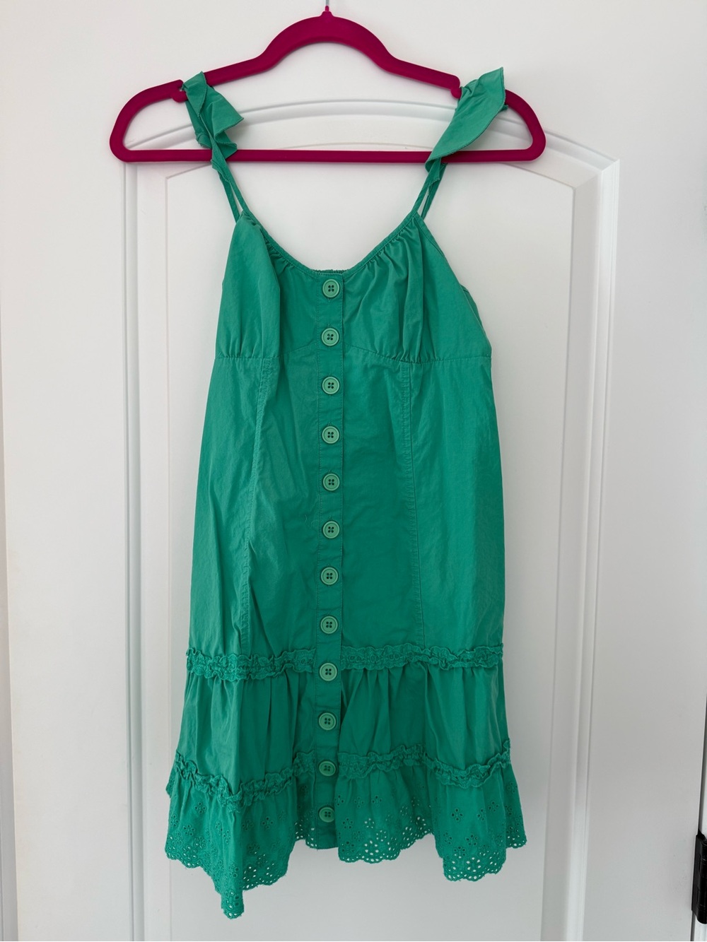Green Button-Front Summer Dress